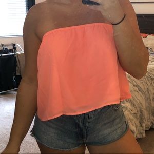 Neon strapless top
